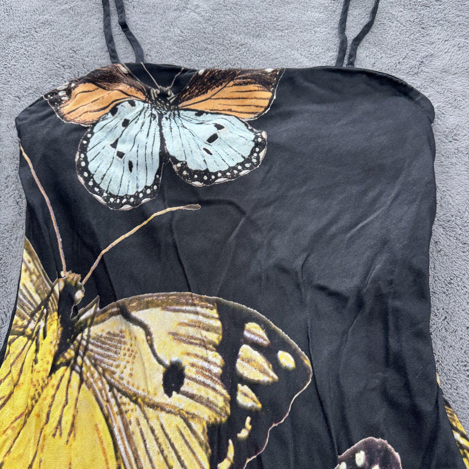 Anthropologie Dress Womens S Black Maxi Slip Dress V-Neck Strappy Animal Print