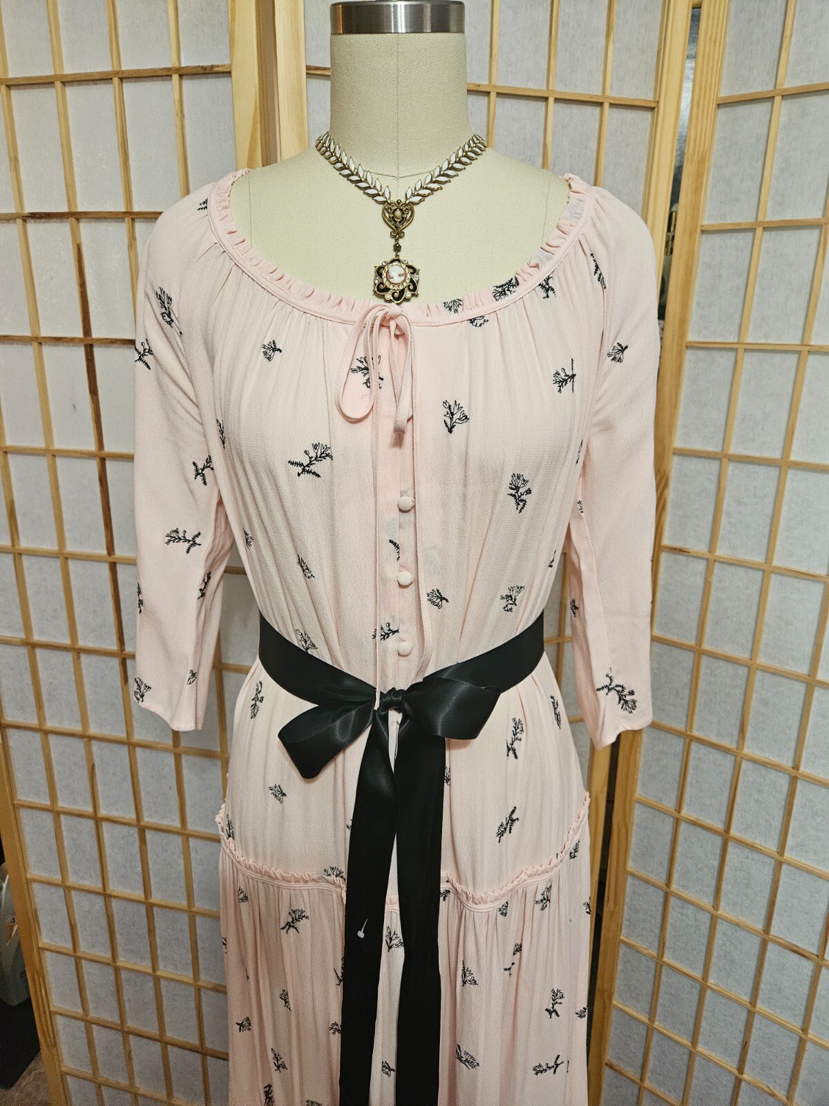 Patrizia Pepe Maxi Dress Abito Lungo Size 44 Embroidered Bohemian Beauty Pink
