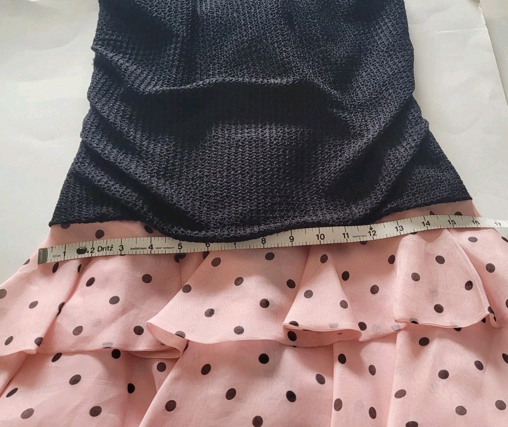 Vintage 80’s A.J. Bari Silk Strapless Party Dress Black/Pink Polka Dot Size 6
