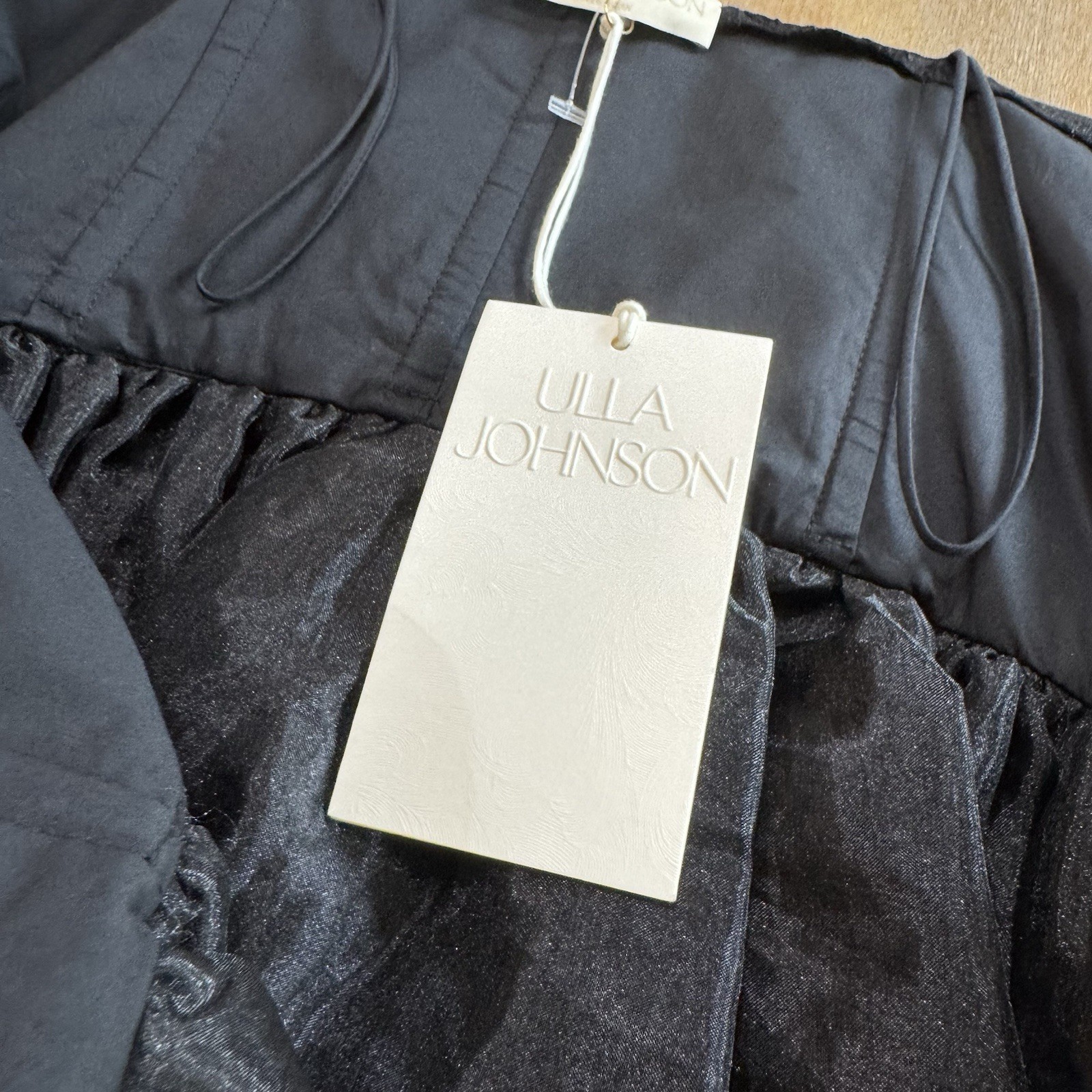 Ulla Johnson Mini Dress Size 4 Strapless Jacquard Floral Motif Black Silk Blend