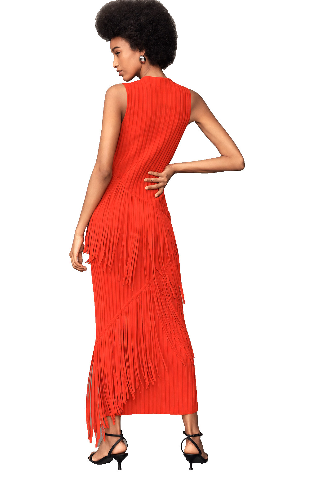 SIMON MILLER Spiral Knit Fringe Bodycon Maxi Dress Paprika S NWT Anthropologie
