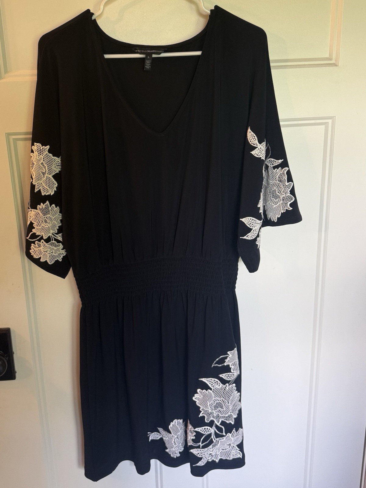 White House Black Market Black Dress Size Large Dress With White Flowers