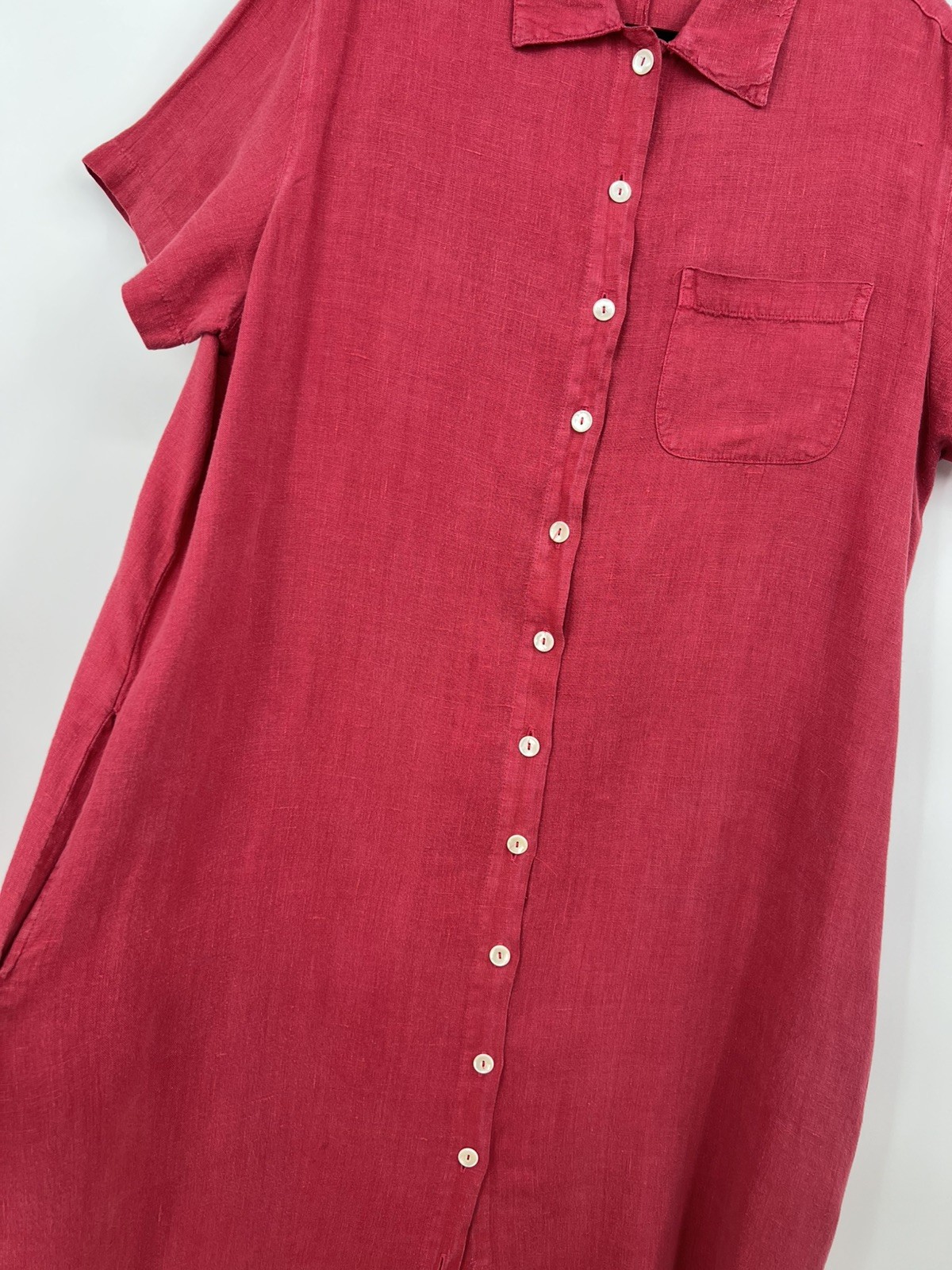 Sunbelt Red Raspberry Dress Womens -size XL 100% Linen Lagenlook Vintage