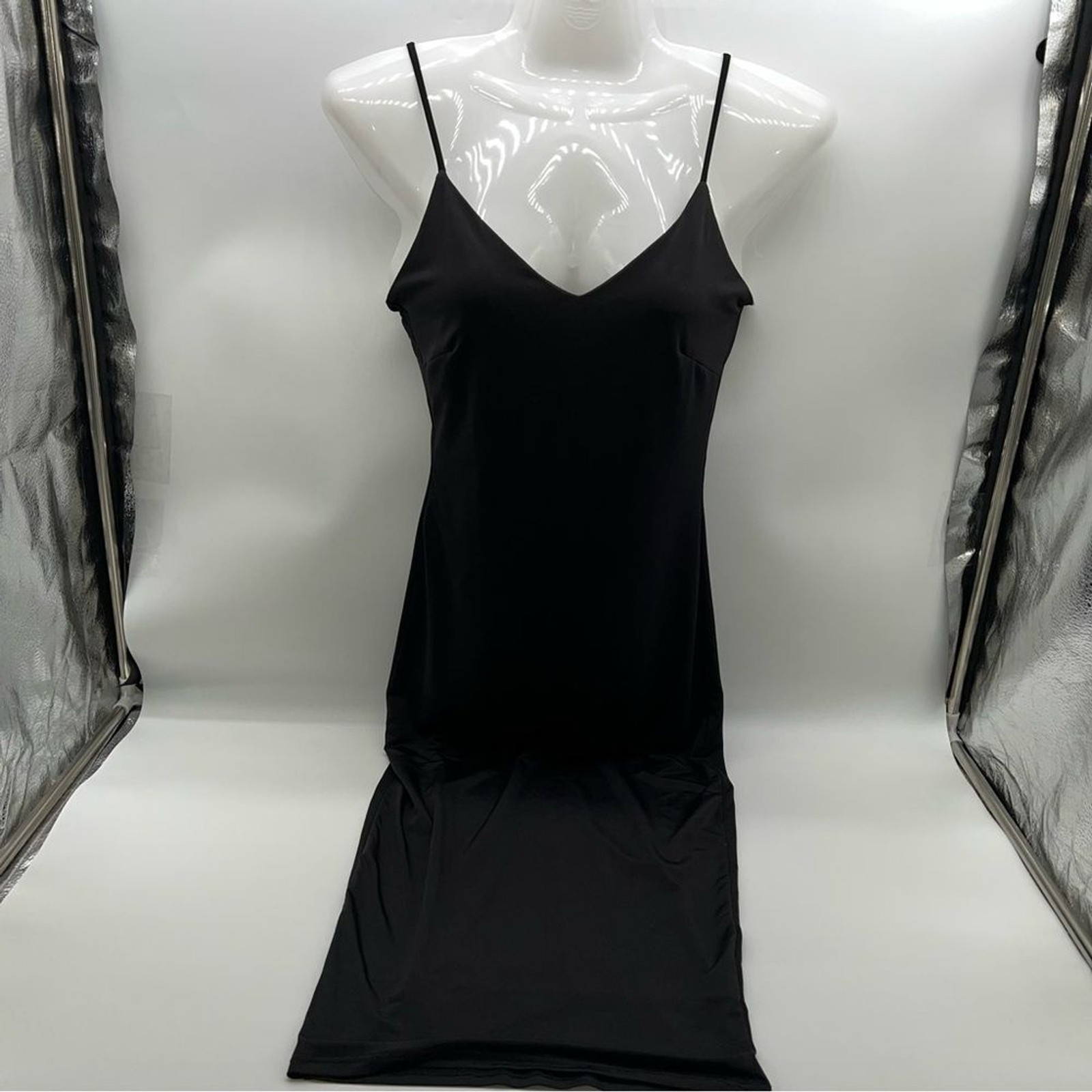 Love Culture Classic Black Bodycon Slip Dress/Sheer Dress Liner Size S