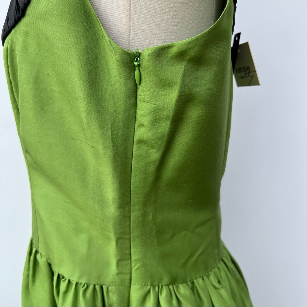 Kensie Silk Striped Flare & Fitted Sleeveless Green Dress Size M