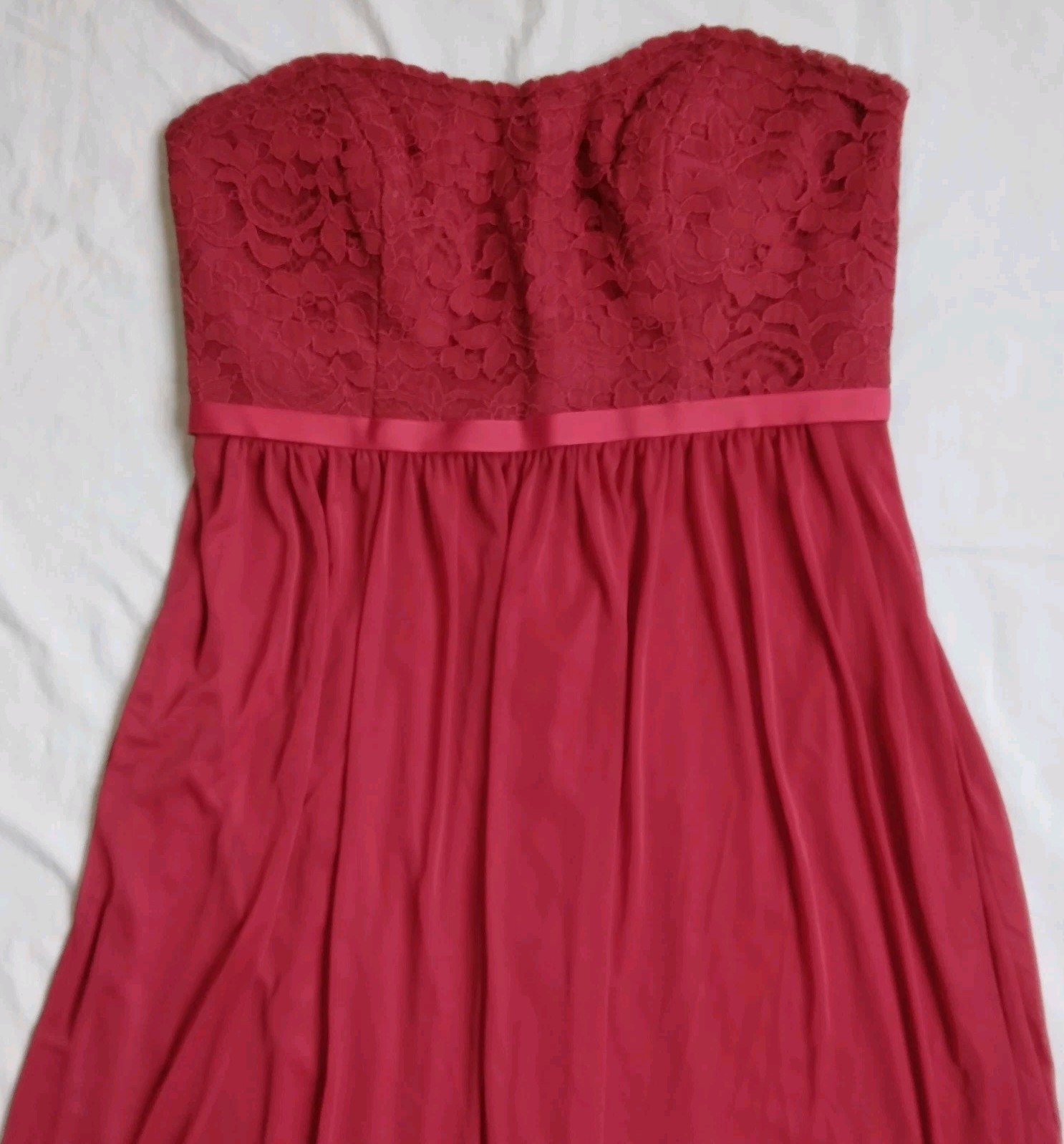 Red Bustier Strapless Dress Floral Lace Holiday Prom Party Elegant Women’s 12