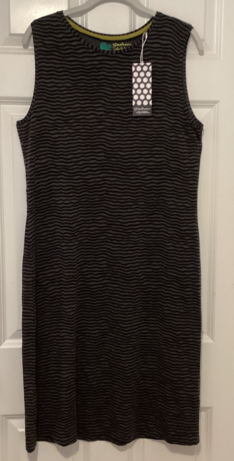 Gudrun Sjoden Gray/black Stripe Sleeveless Dress, Size L, Made In Bulgaria, NWT