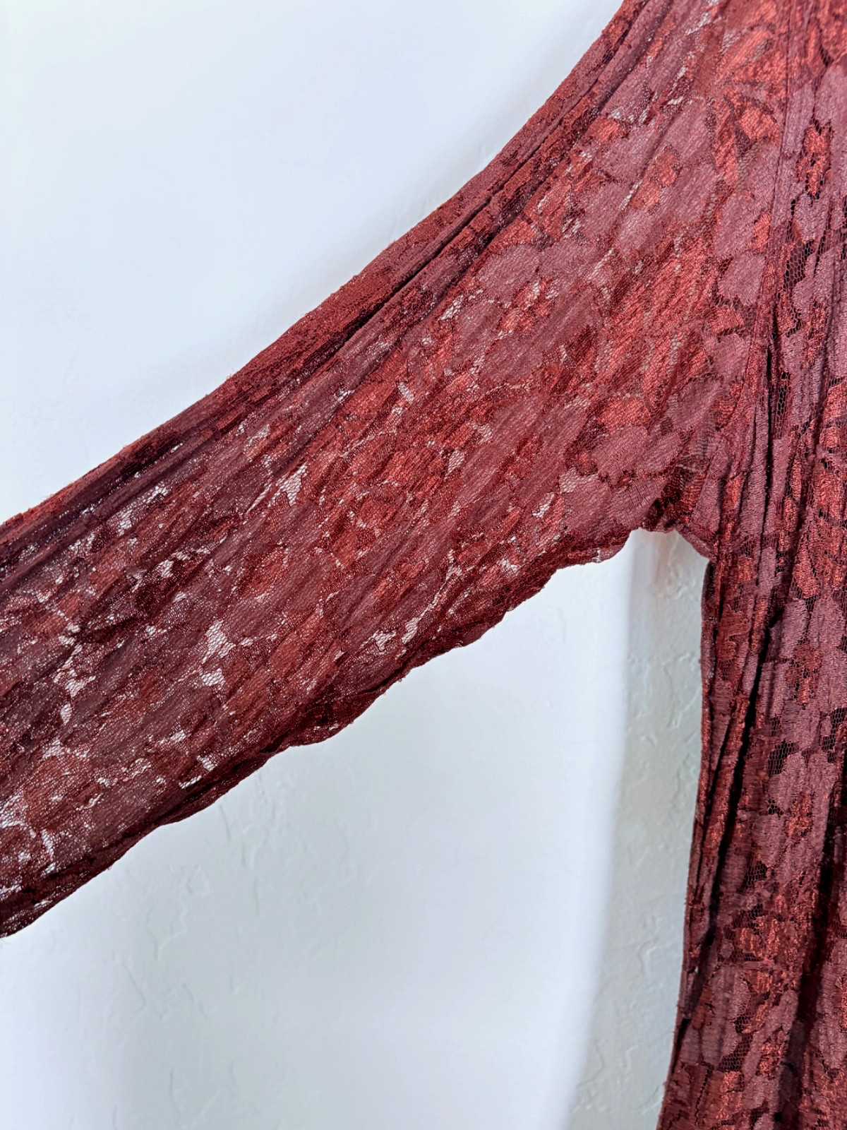 Nostalgia Vintage Dark Brown Lace Overlay Fared Flowy Dress 90s, Hippie Grunge