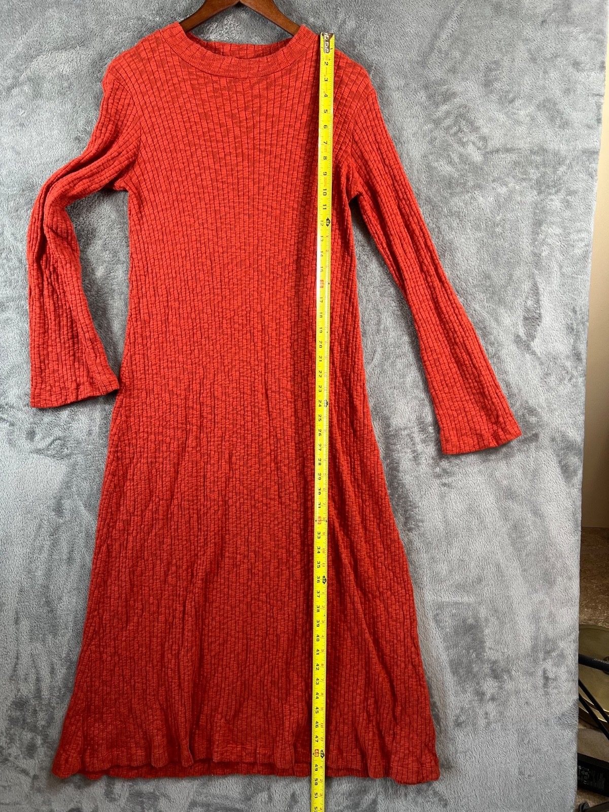Christy Dawn Charlie Maxi Dress Medium Red Orange Ribbed Knit Sustainable