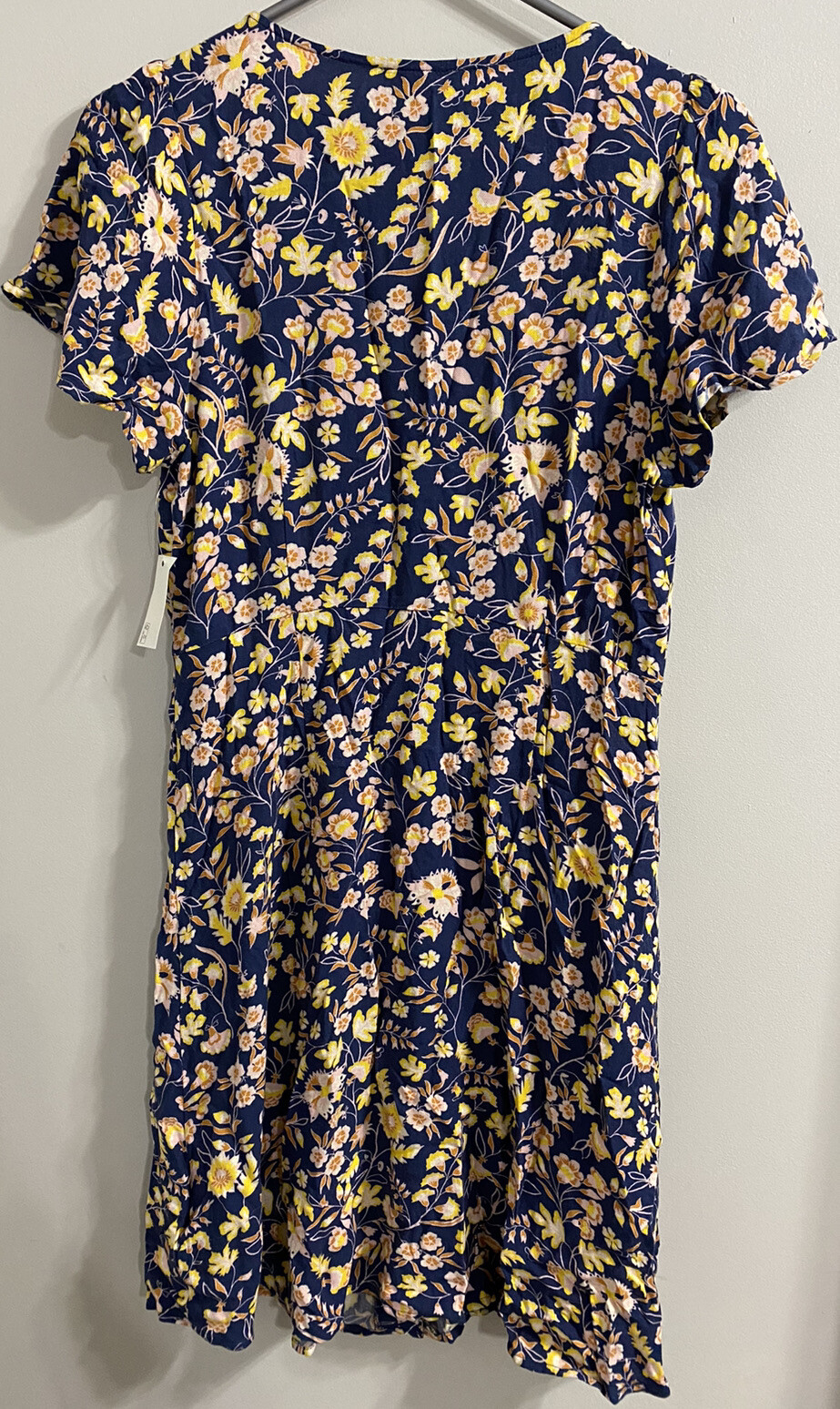 Goodthreads Women’s Tulip Sleeve Button Down Dress Blue With Wildflowers Small