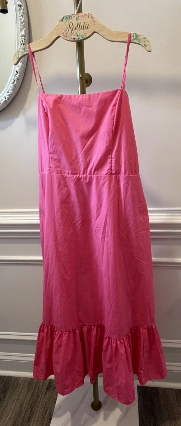 Mi Ami for Francesca’s Pink Ruffle Maxi Dress Women’s Size XL Fun Preppy