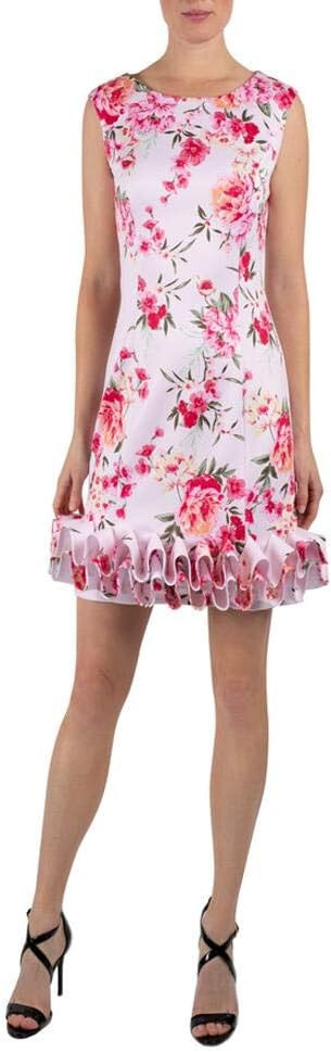 DONNA RICCO Women’s Sleeveless Multicolor Printed Scuba Cupcake Hem Dress – NEW