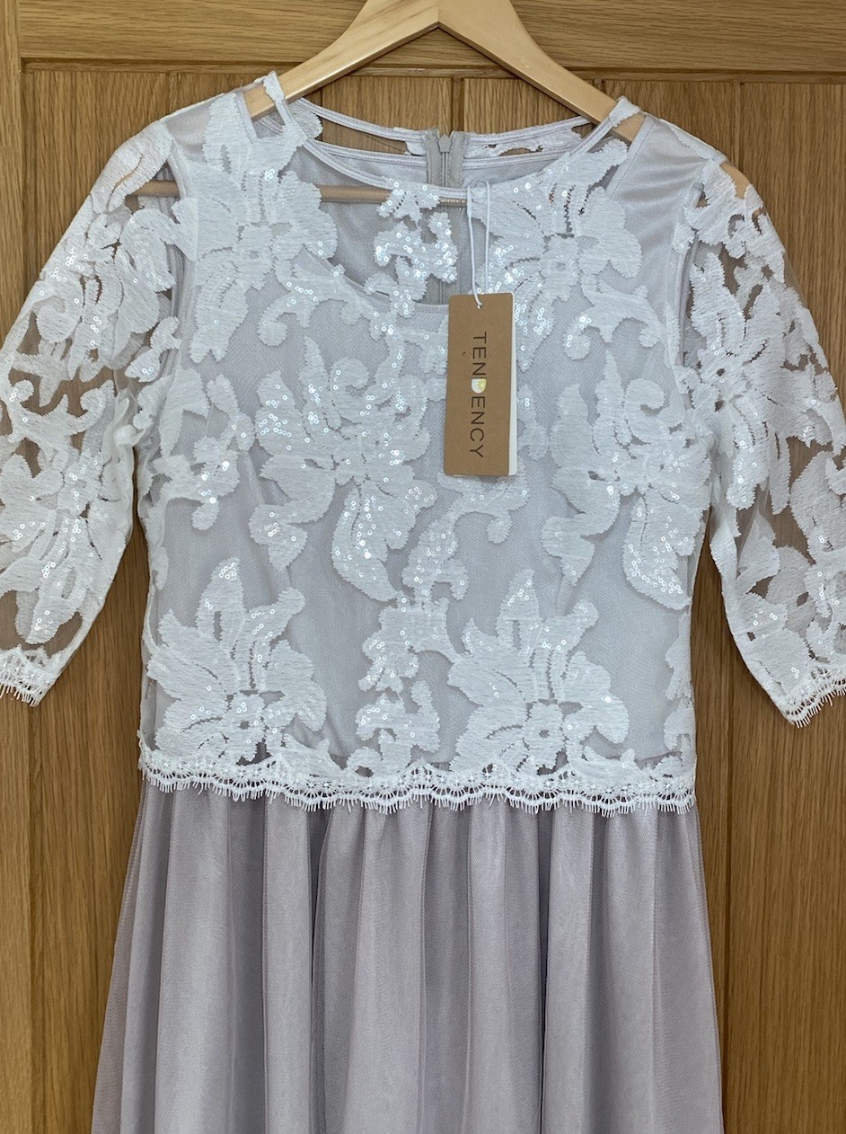 Tendency Occasion Dress Size 8/36 Nude Ivory Vintage Look Sequinned Wedding
