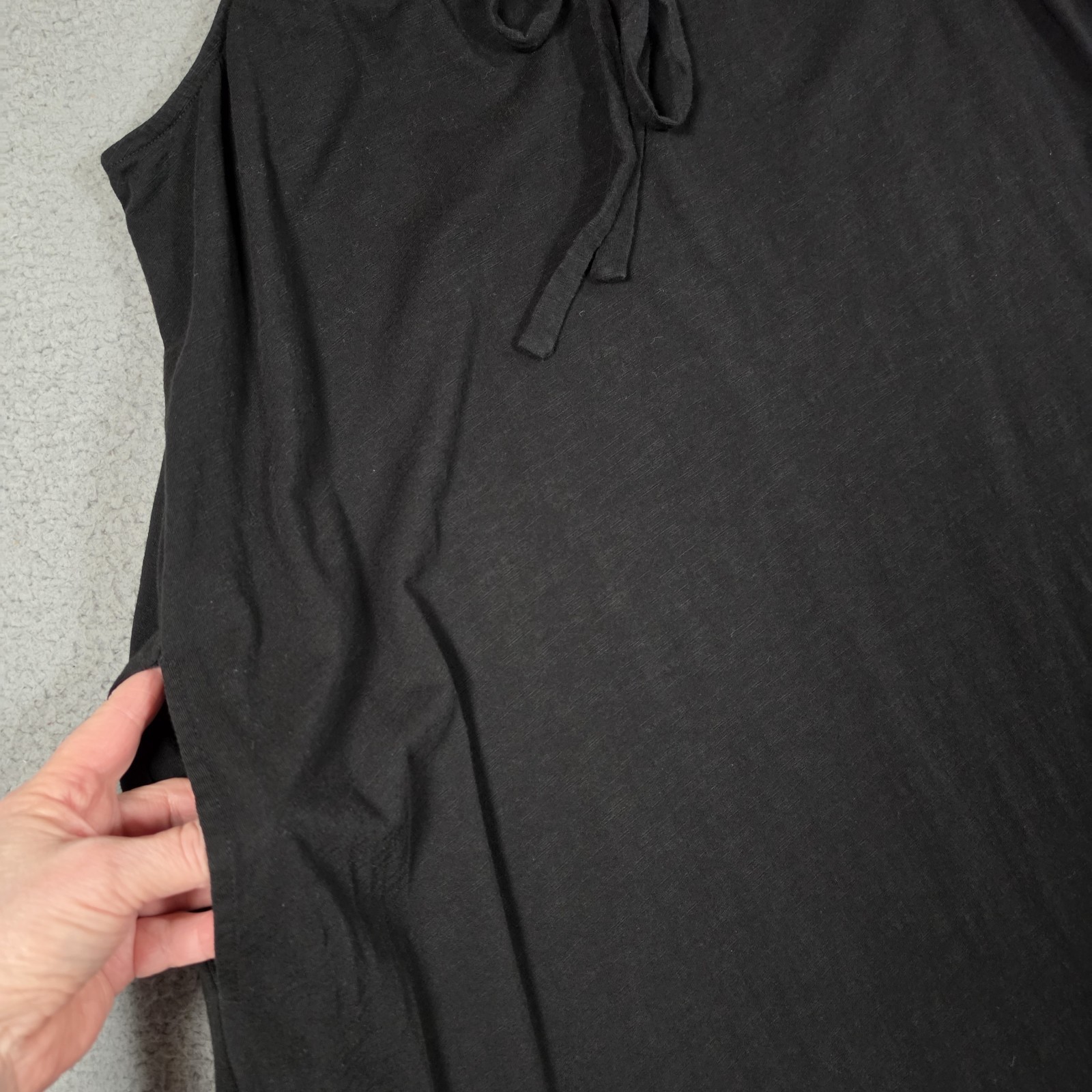 Able Sleeveless Sundress Large Black Cotton Tie Front Pocket Beach Resort Summer