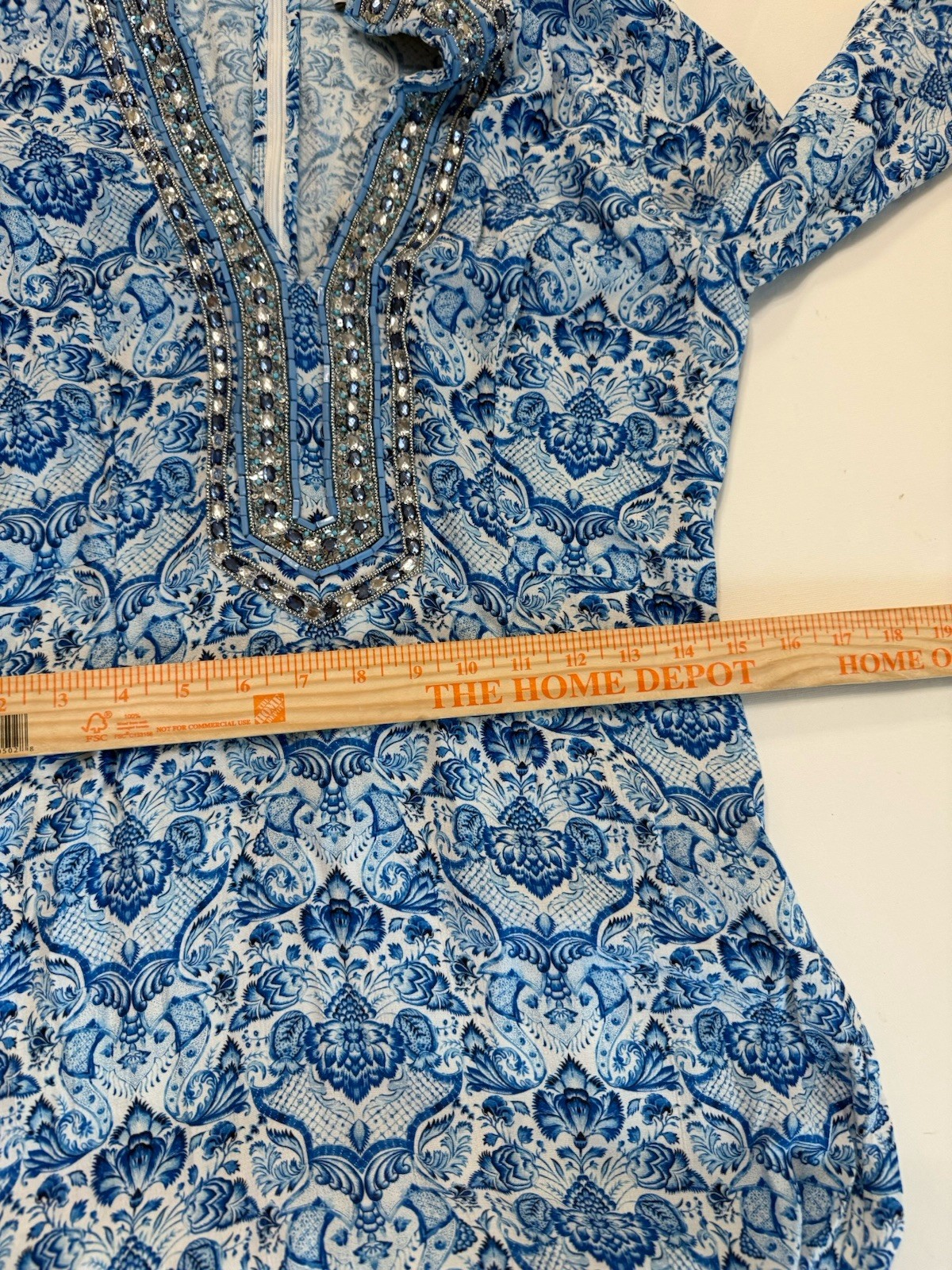 Nicoblu Shalimar Long Tunic Dress size 4 maxi Sapphire Jewel Embellishment