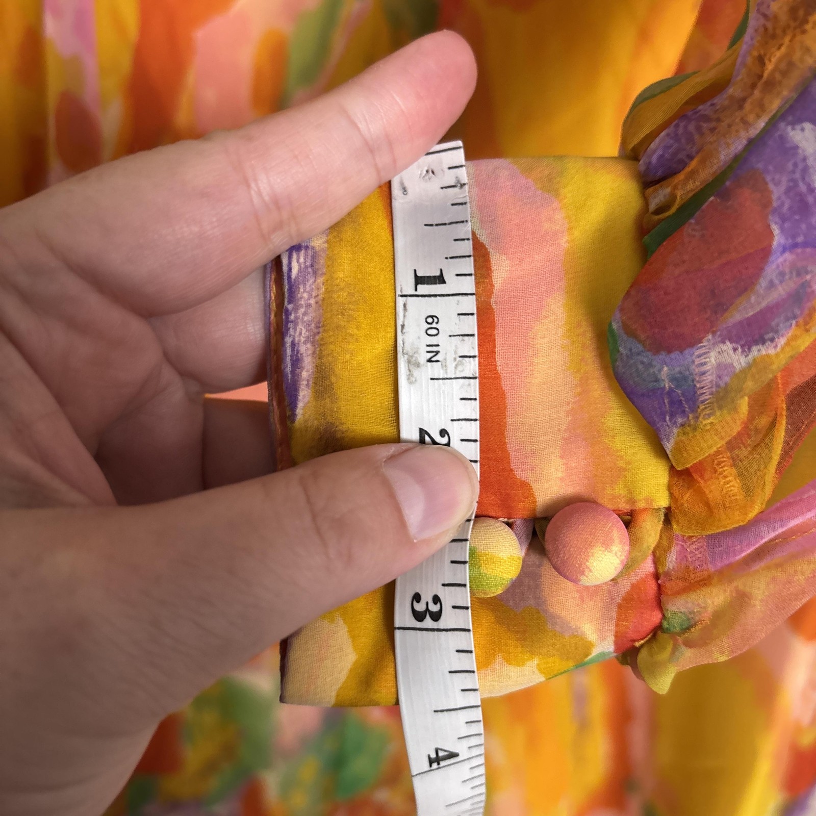 Vintage Jack Bryan Dress XS 70s Watercolor Chiffon Maxi Hostess Gown Psychedelic