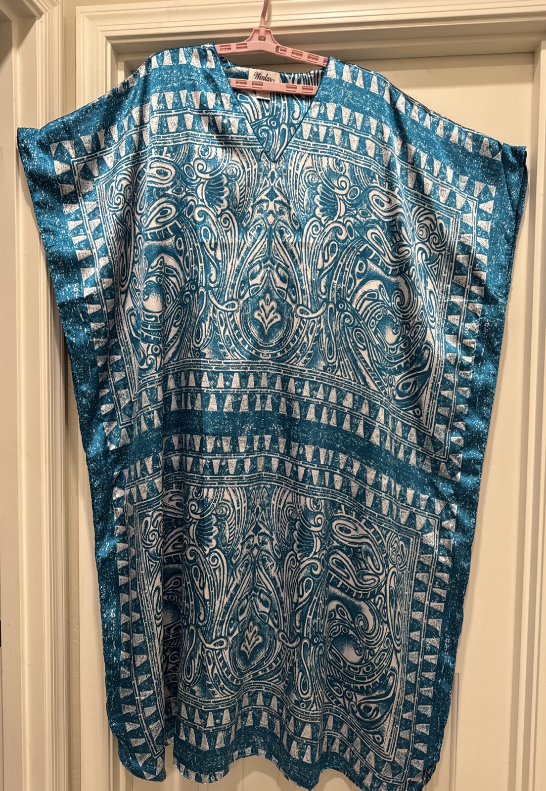 Winlar Kaftan Mumu Women’s One Size Grecian Goddess Blue Silver