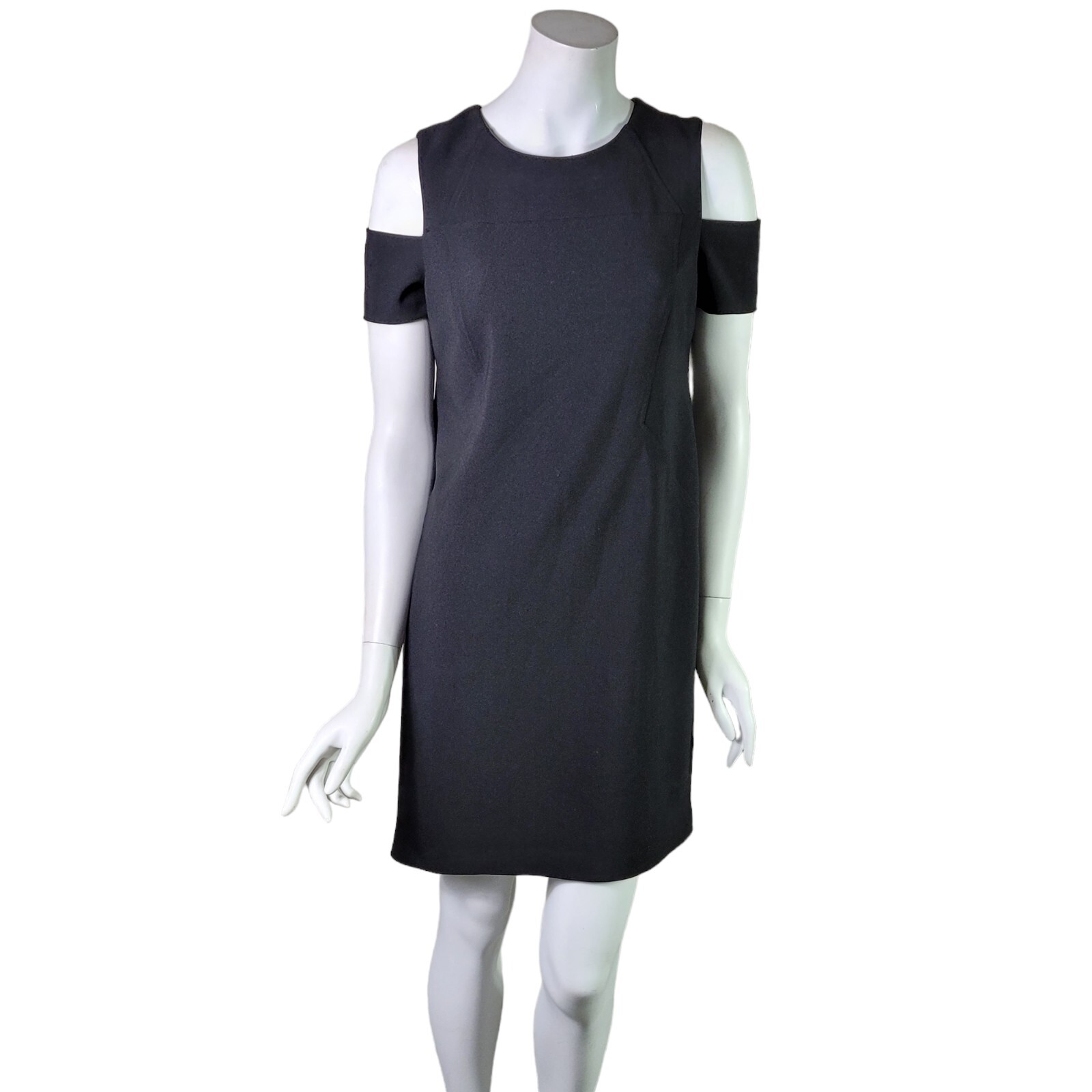 Chico’s Black Short Sleeve Cold Shoulder Sheath Dress Above The Knee Short S