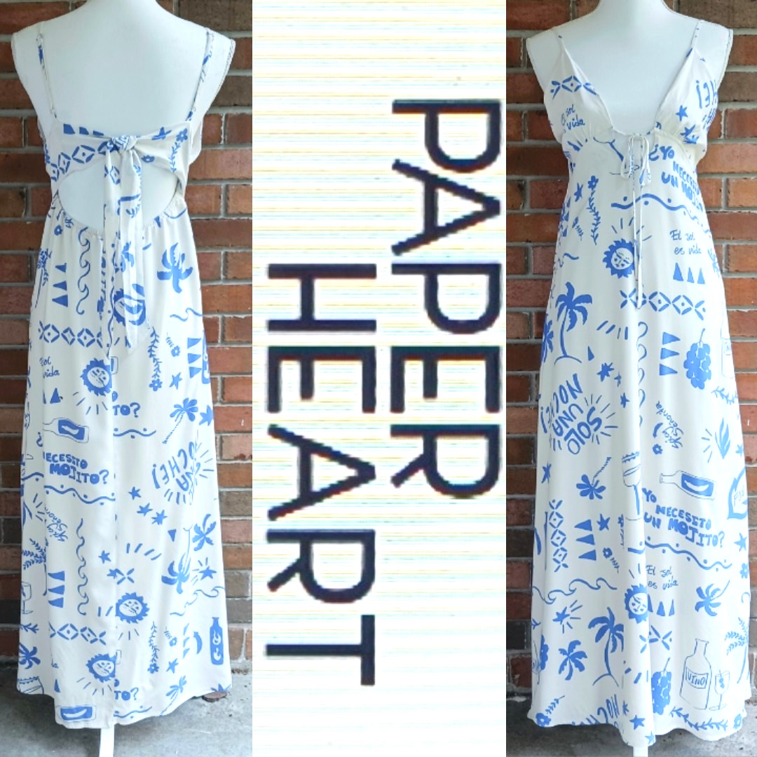Paper Heart Australia Maxi Sundress Halter Neckline Sun Beach Cocktails Sz M