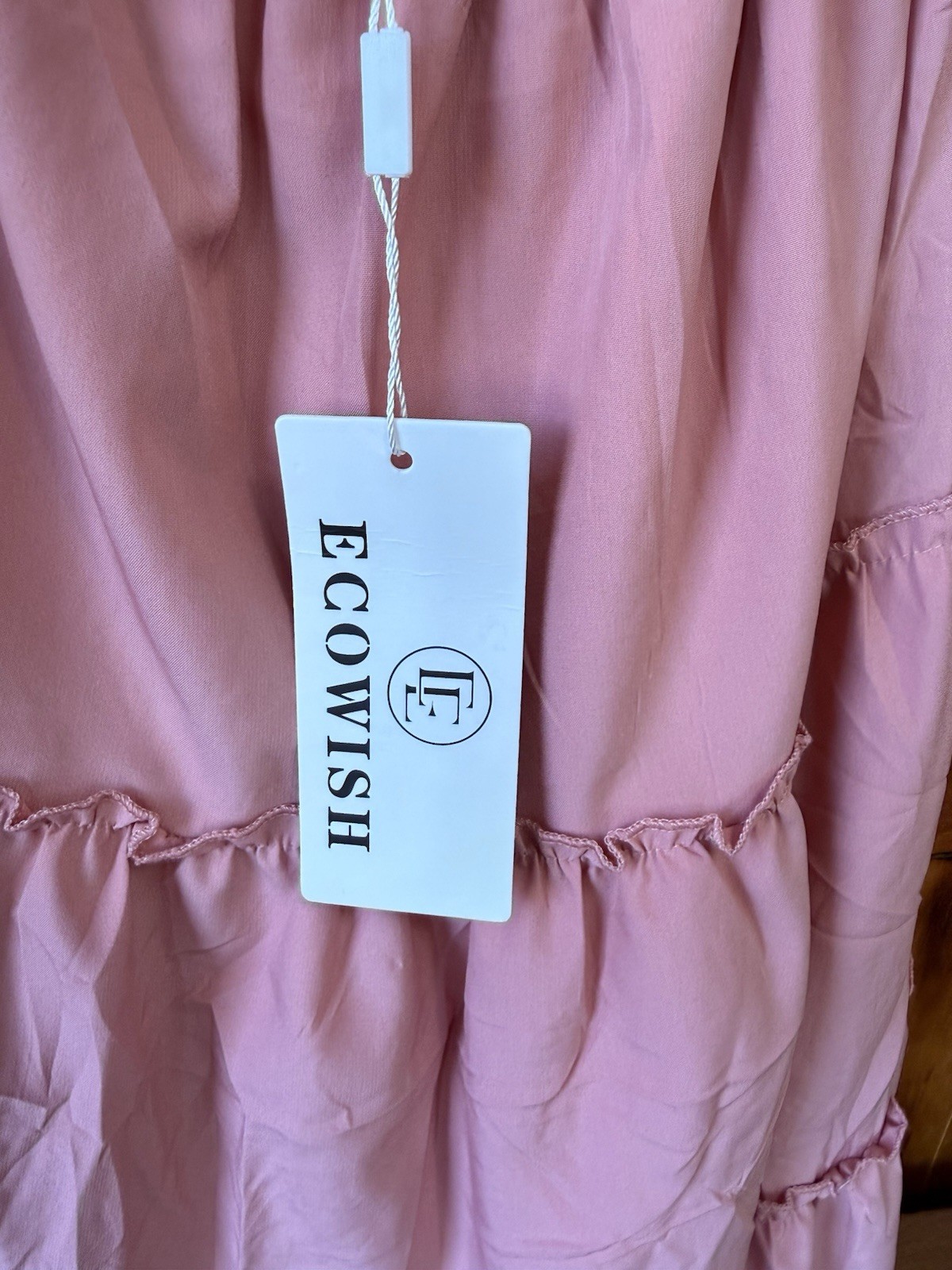 ECOWISH Pink Solid Lace Top V-Neck Strappy Sleeveless Short Sundress Size S