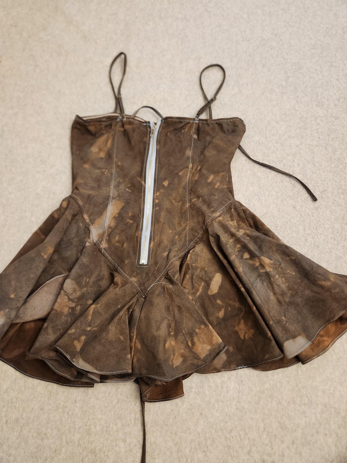 Hot & Delicious Dress Womens Medium Corset Lace-Up Peplum Mini Tie Dye Y2k