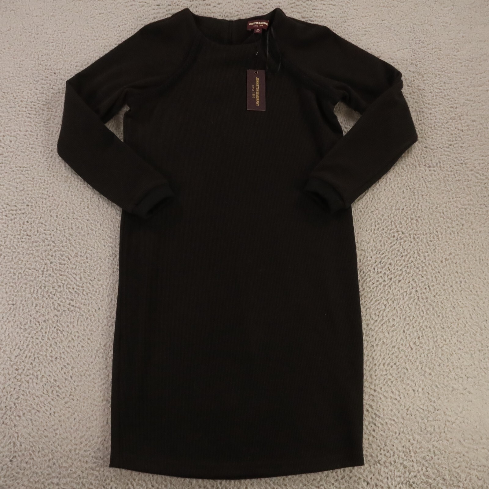Johnston & Murphy Dress Womens XS Black Polyester Ribbed Long Sleeve NEW $139.50