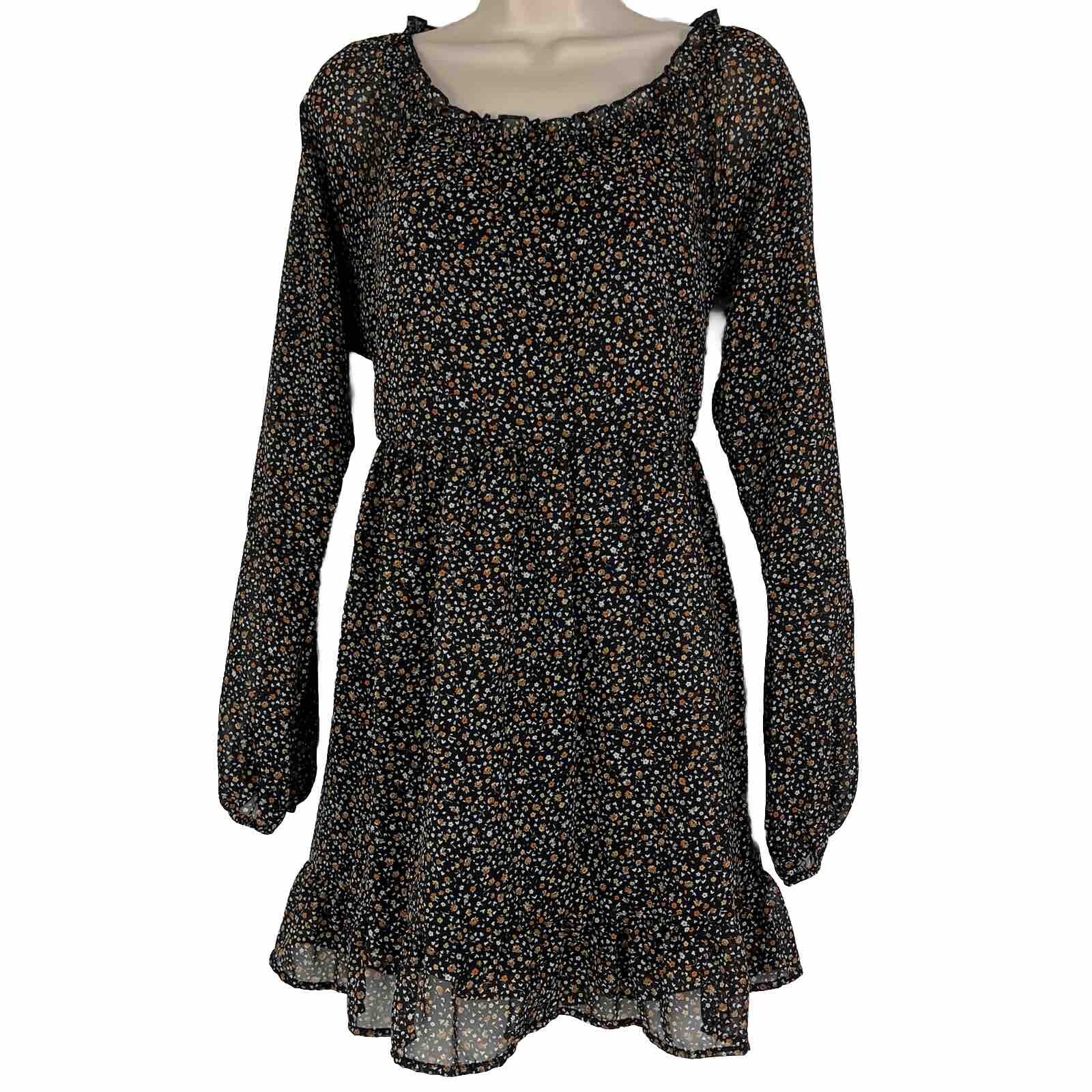Ophelia Rose Dress Women’s Medium Long Sleeve Above Knee Mini Floral Chiffon