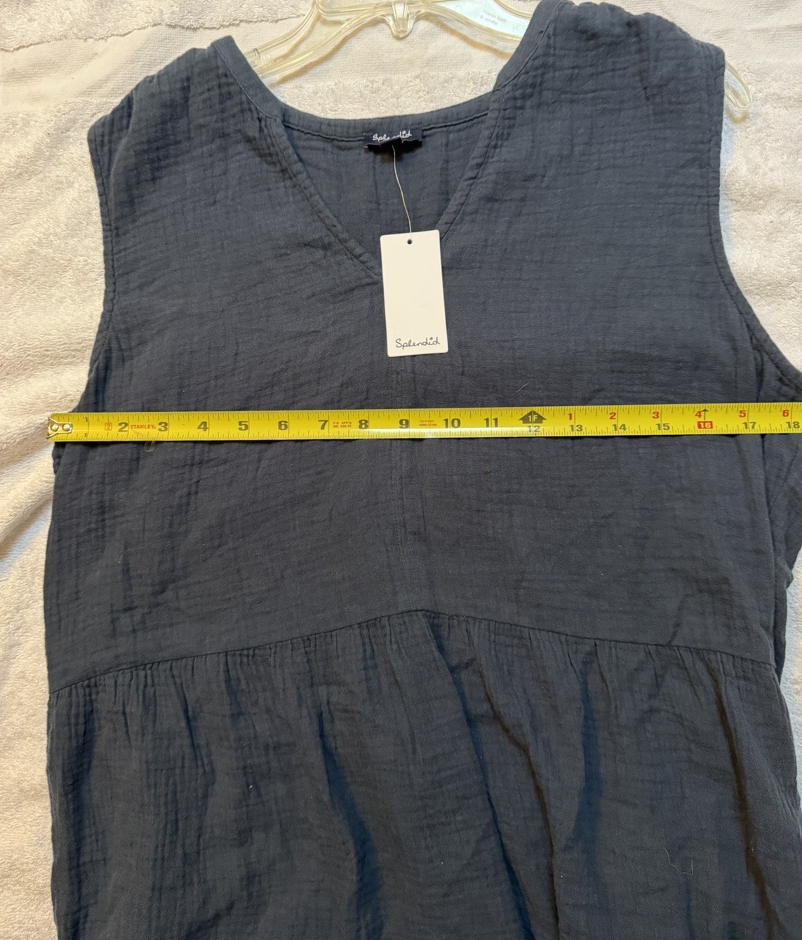 Splendid Navy Blue Cotton Gauze Tiered Babydoll Tank Dress Women’s Size S NWT