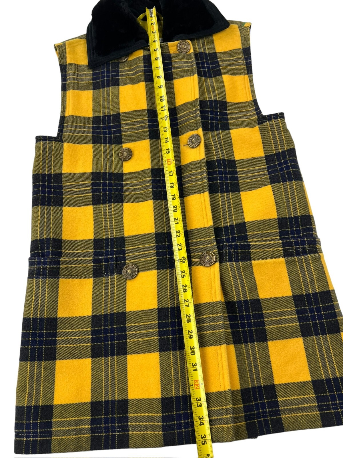 Gianni Versace Double Breasted Shift Dress Wool/Cashmere Tartan Plaid • 38 Italy