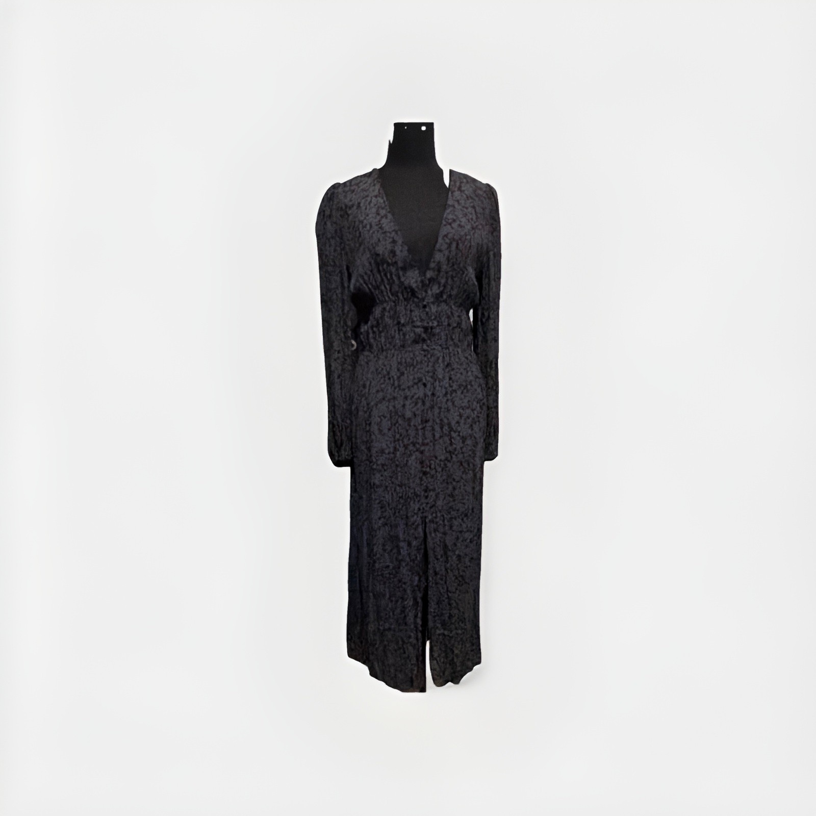 Zara Black/Gray Floral V-Neck Long Sleeve Maxi Dress Viscose XS/S