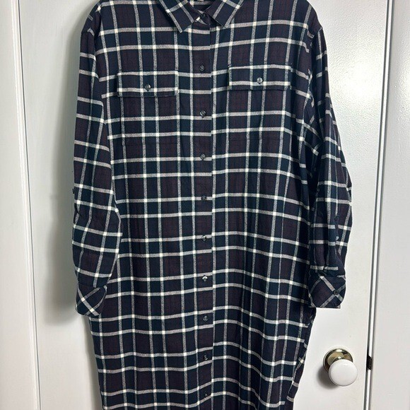 Barbour Women’s Millcross Dress Java Check Size 4 Long Sleeve Organic Cotton