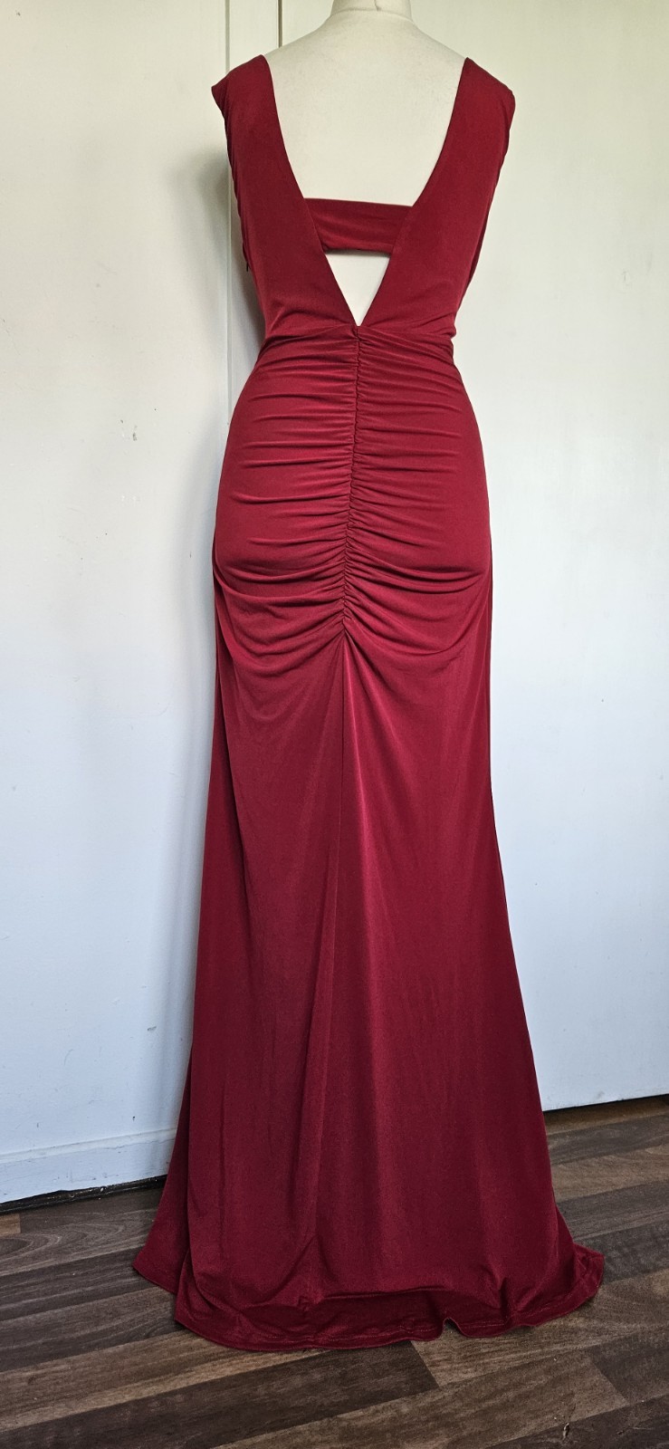 COAST Dress Sz 14 Red maxi prom long party wedding Guest Evening Ruched Cruise