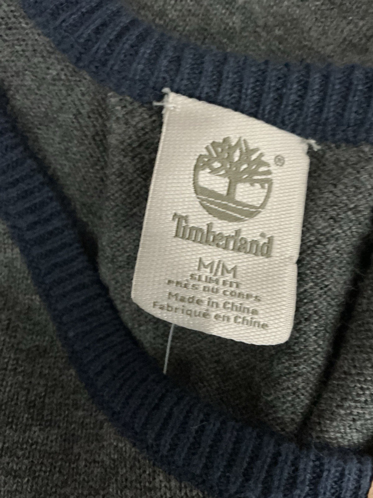Timberland Original Sweater Dress M/ Slim Fit Gray/Navy Knit Short Wool/Cotton
