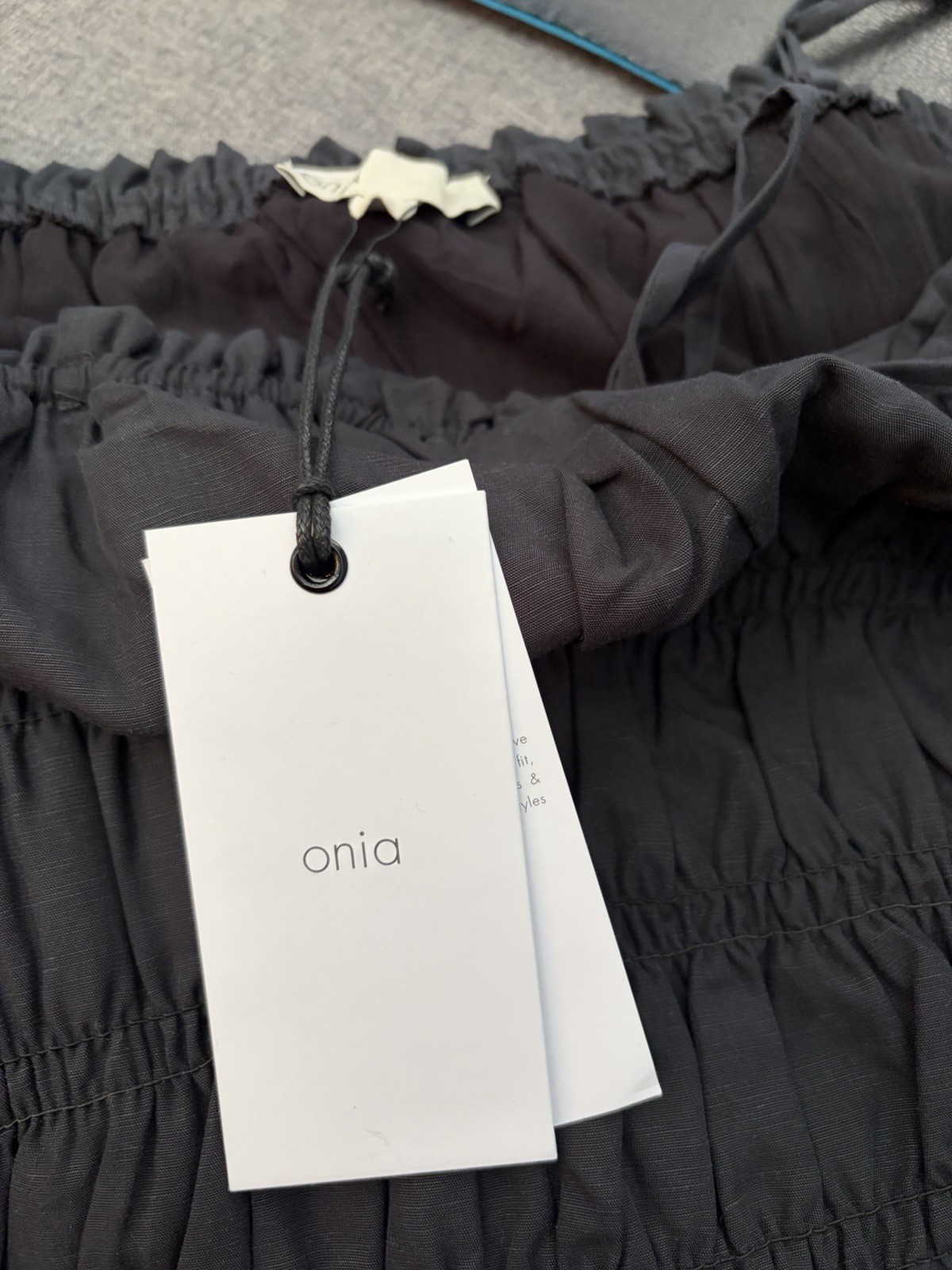 ONIA Black Smocked Midi Dress With Spaghetti Straps Large