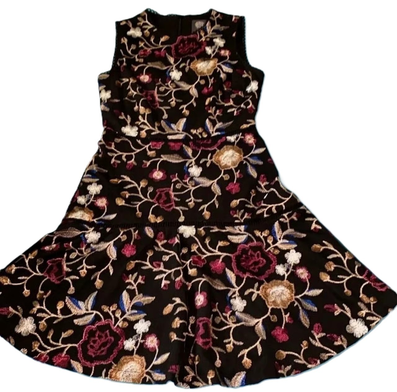 Vince Camuto Multicolor/Black Embroidered Fit and Flare Dress, Size 10, NWT
