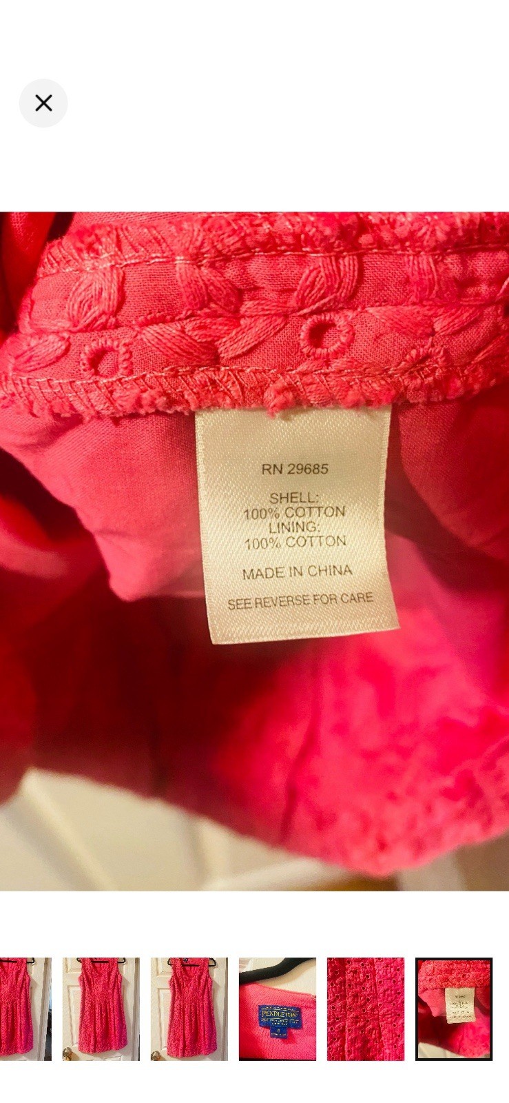 Pendleton Pink Lace Embroidered V-Neck Sleeveless A-Line Lined Dress size 8