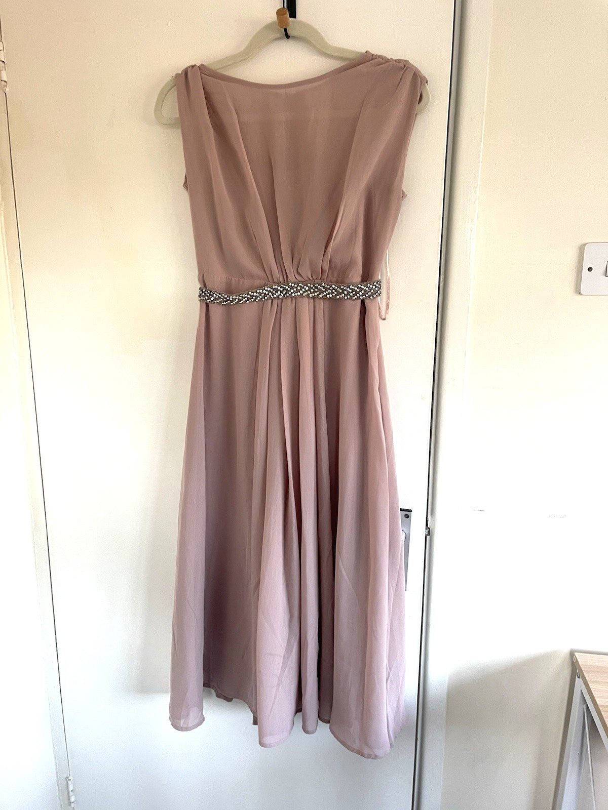 Coast Size 8 Petite Embellished Belt Midi Dress In Blush New Tags