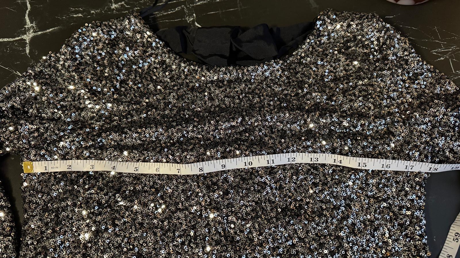 Style Cheat Evelyn Sequin Bow Back Mini Dress Black Size 10 NWT