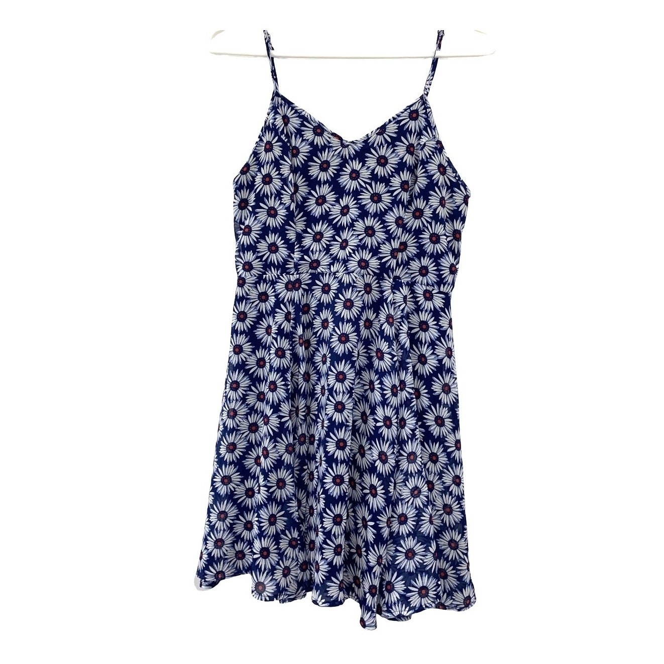 Fire Los Angeles Floral sleeveless Sun Dress Blue White Urban Chic Size Medium