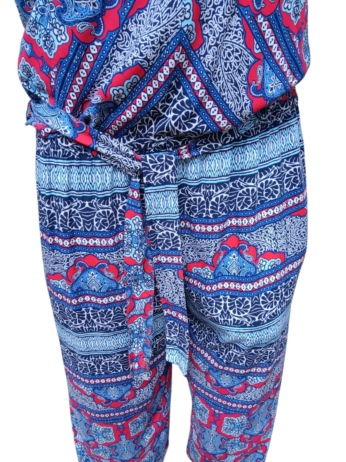 Tommy Bahama L Halter Sleeveless Jumper Paisley Rayon Pants Summer Romper Cruise