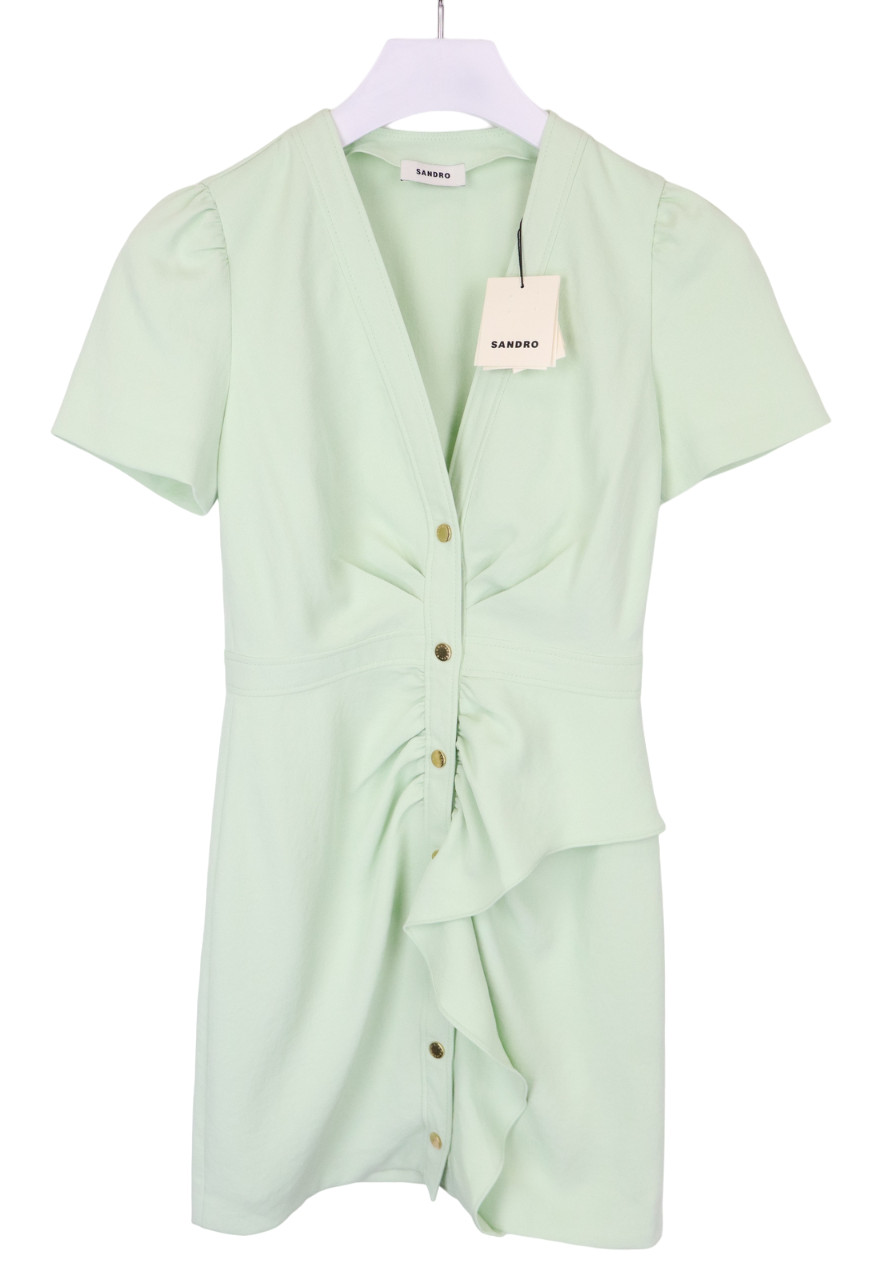 SANDRO Emerson Dress Womens (EU) 34 Ruffle Detail Snaps Mini