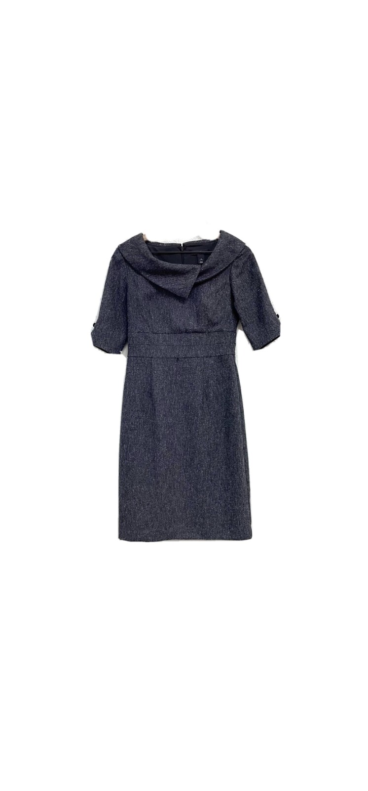 White House Black Market Womens 4 Short Sleeve Fold Over Neckline Dress Black