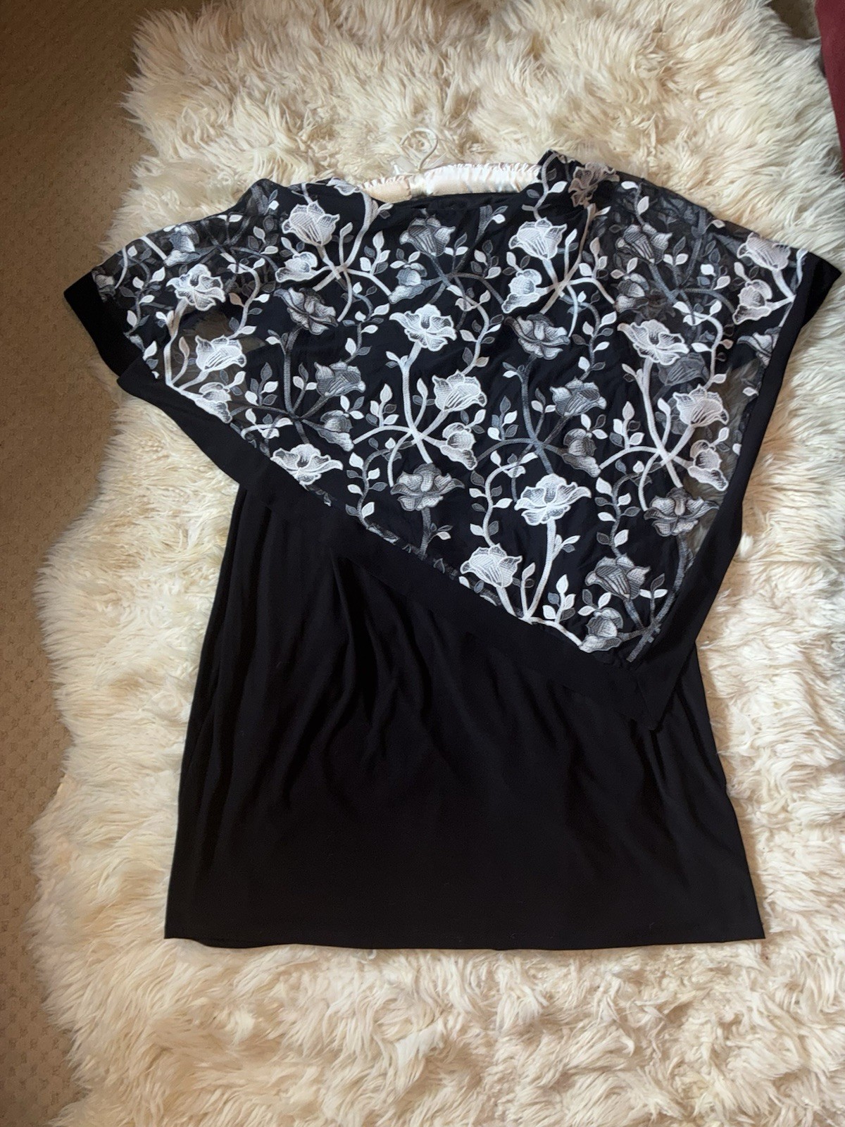 Roz & Ali Size 24W Black White Floral Lace Sheath Dress Round Neck Lined