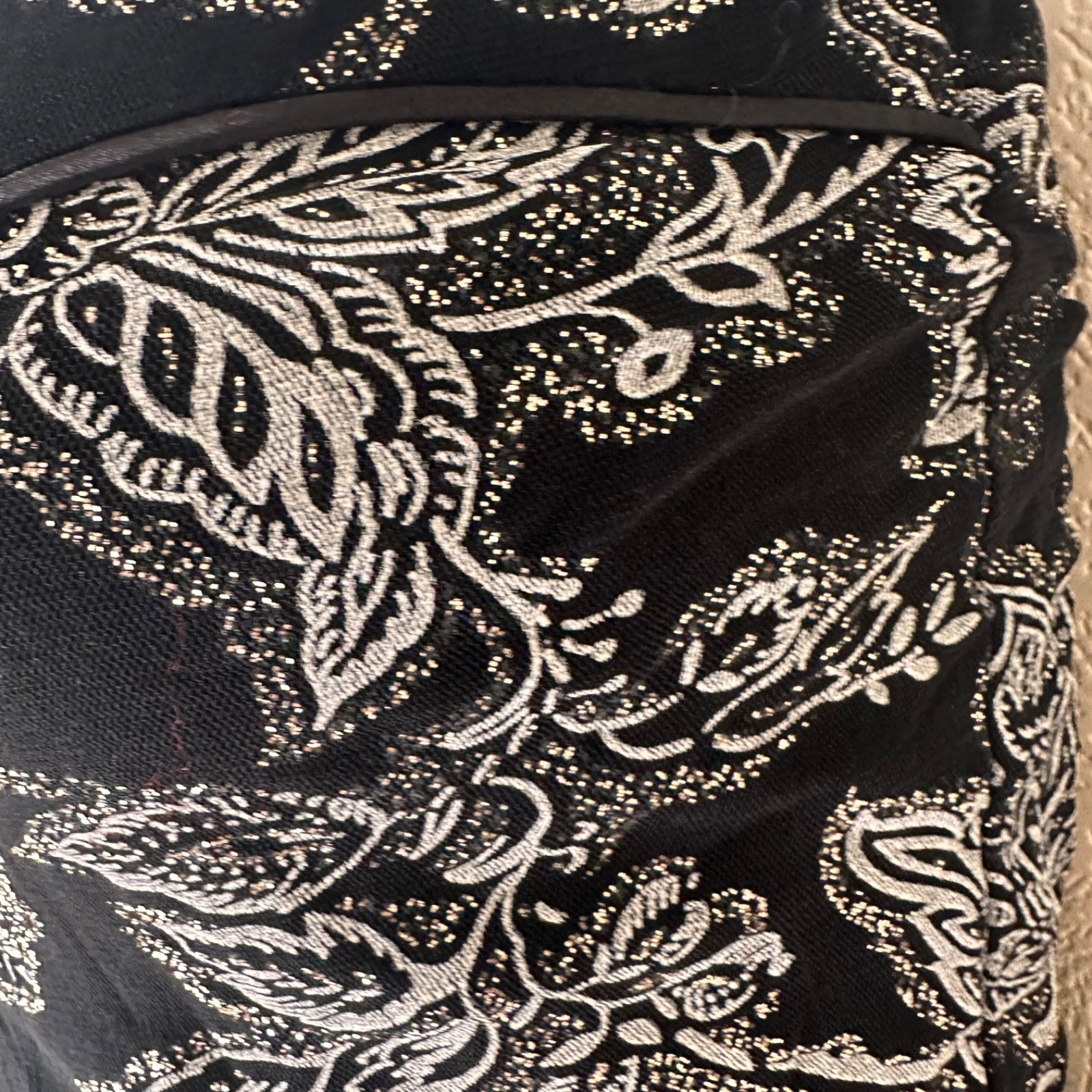 JANE NORMAN Black White Floral Strapless Party Dress Silver Glitter Y2K Size 12