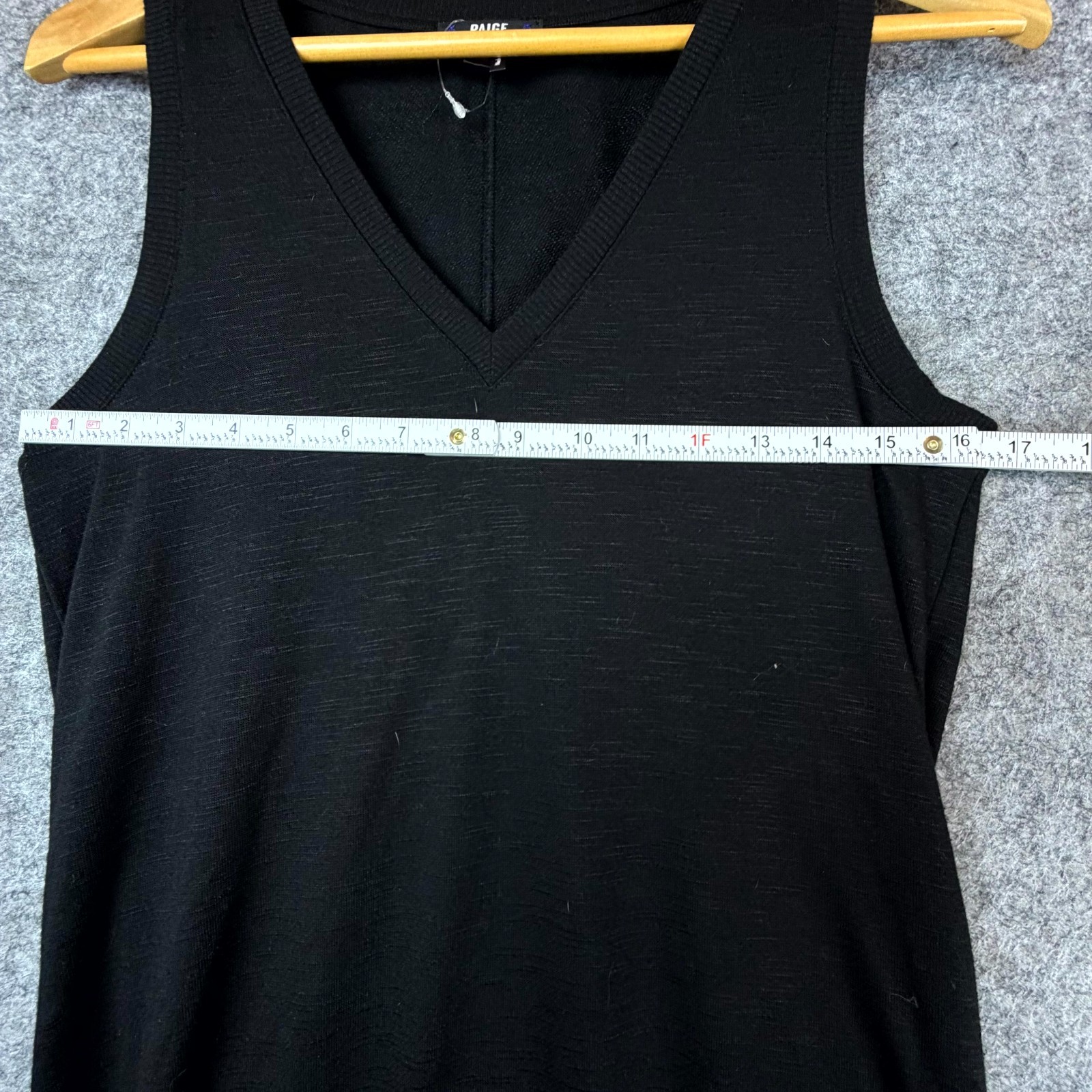 Paige Sage Midi Tank Dress Womens Small Black Rayon Stretch V-Neck Side Slits