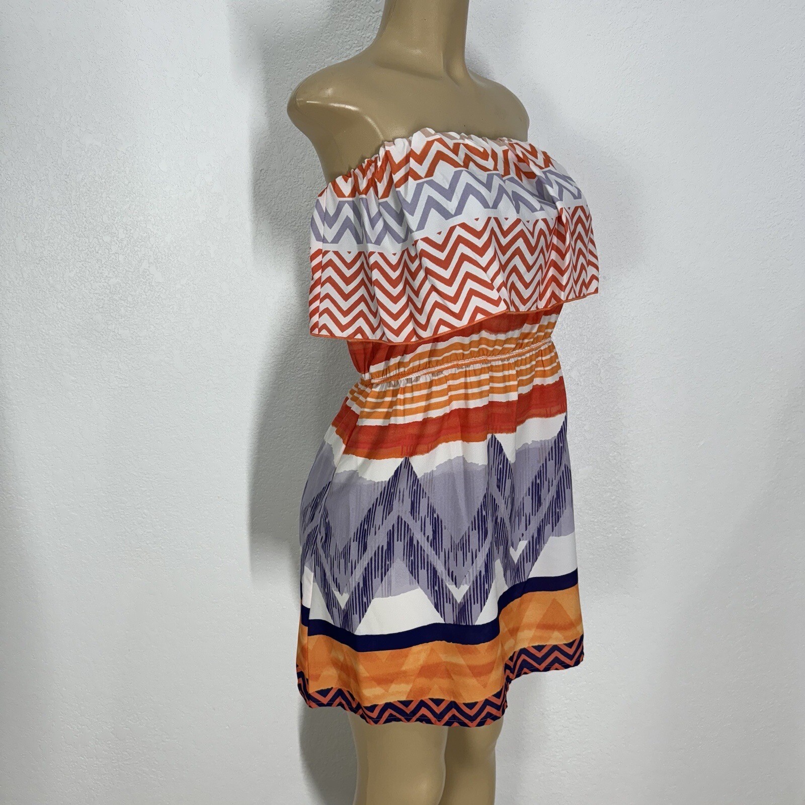 GLAM Polyester Light Weight Off The Shoulder Sun Dress Womens Size S Casual New