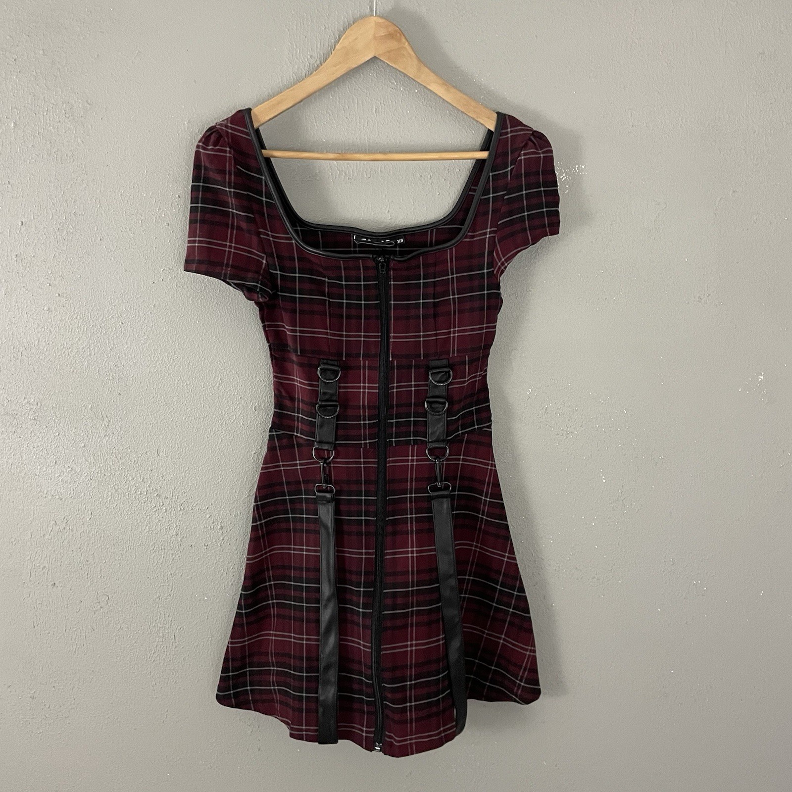 Killstar Grave Rebellion Dress XS Plaid Buckles Gothic Punk Witch Halloween