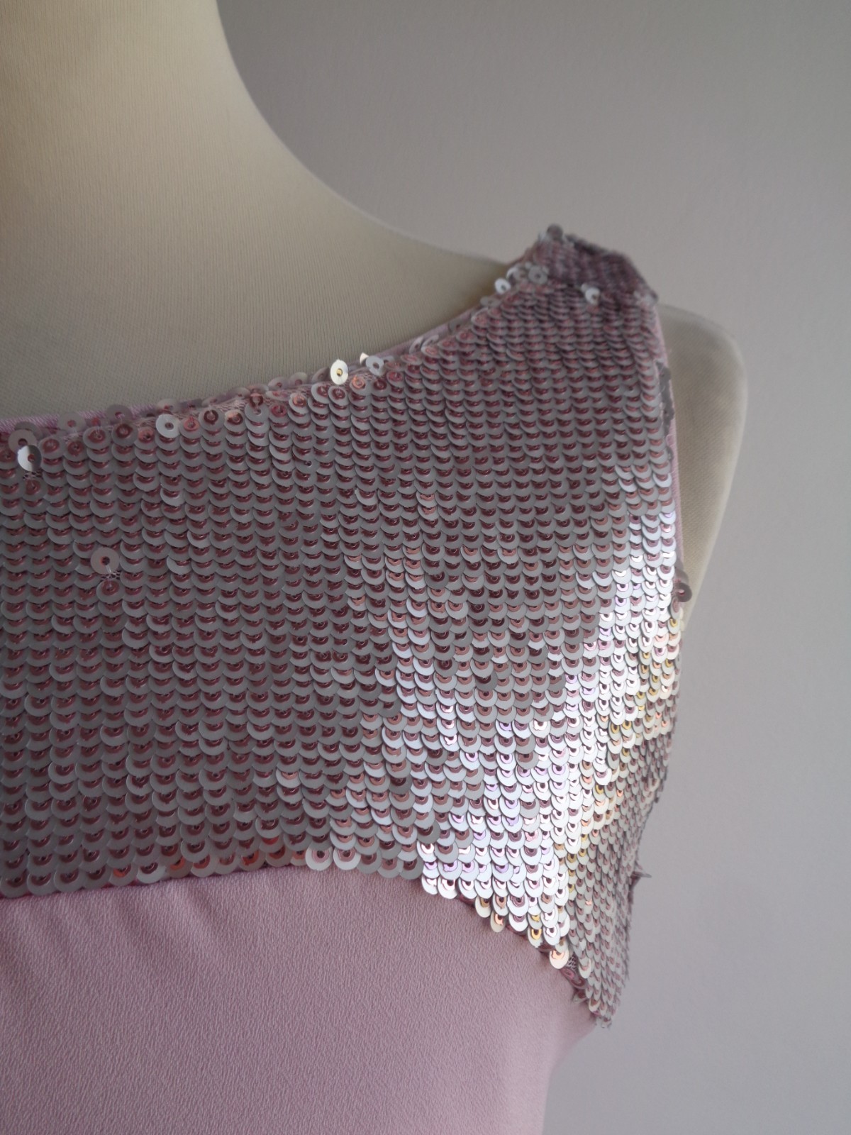 V Very pink silver sequined evening dress full length ballgown prom party UK10
