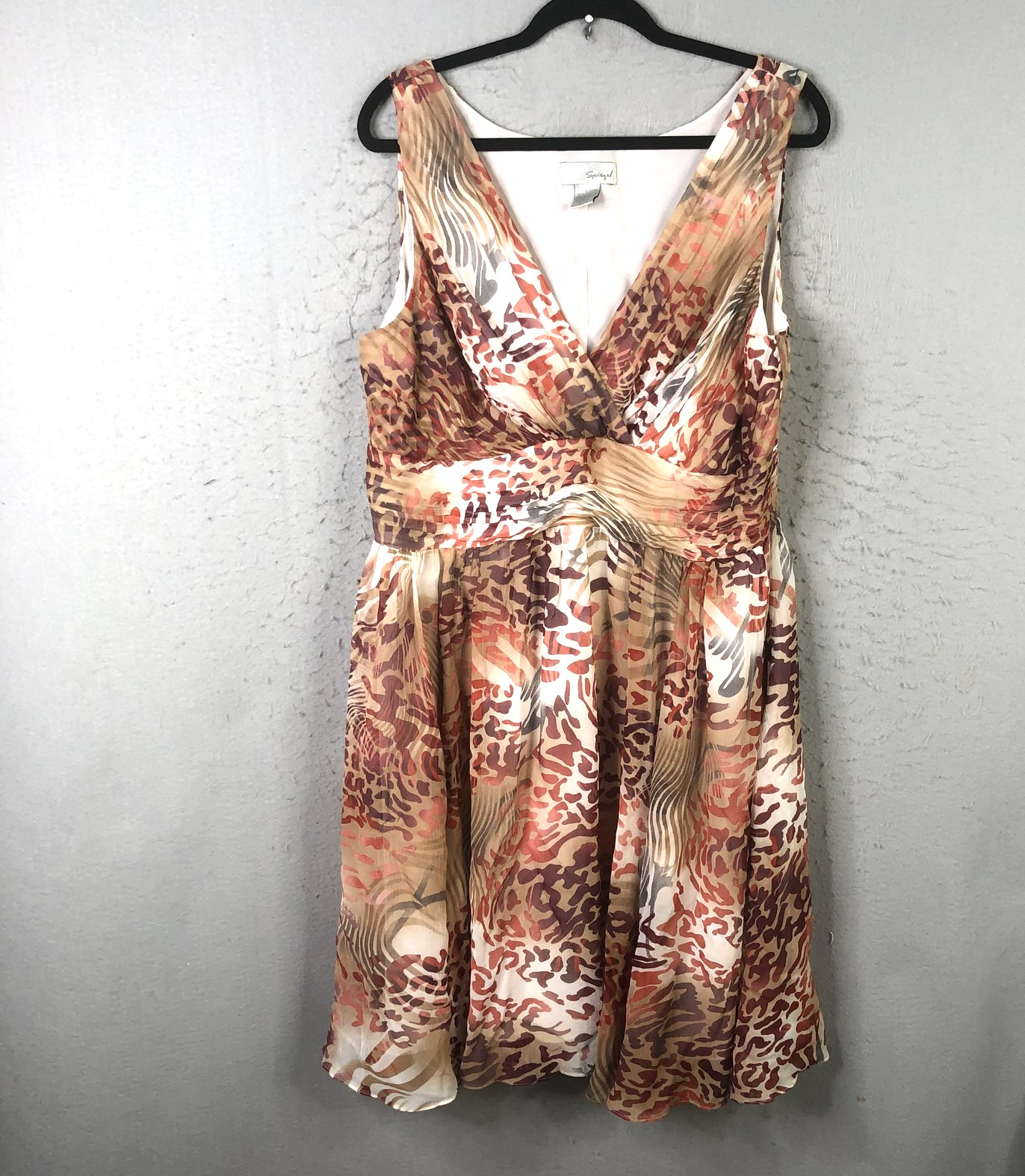 Party Dress Womens 18 Multicolor Silk V Neck Sleeveless Lined Luxury Going Out