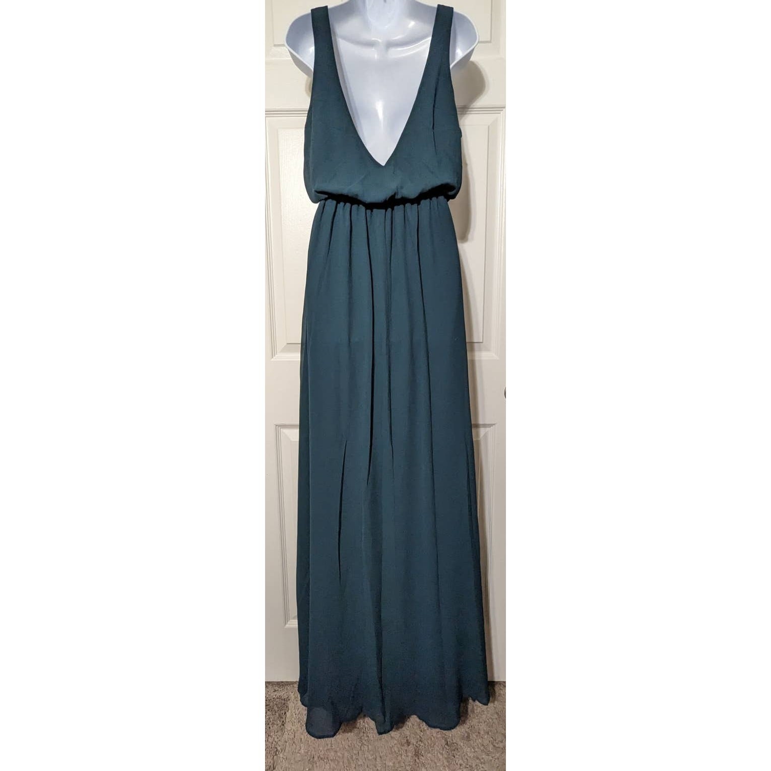 Show Me Your Mumu Kendall Chiffon Maxi Dress Medium, Deep Jade Dark Green Formal